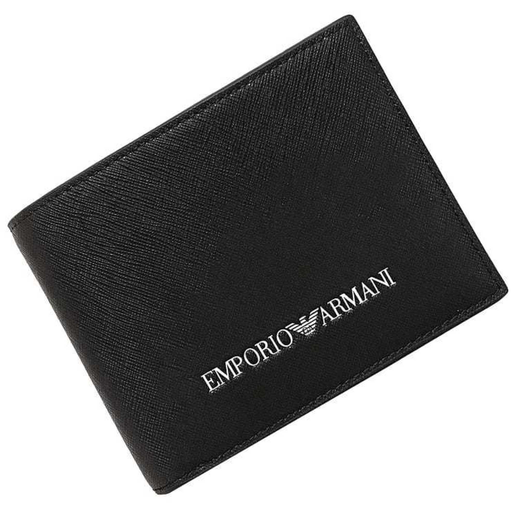 Emporio Armani Folio Wallet Black White Y4r165 Leather Men's